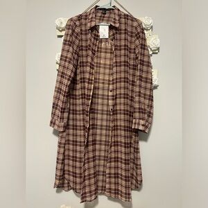 Red White Plaid sheer button up